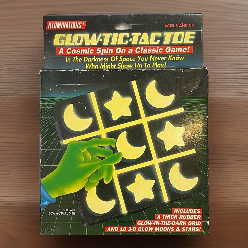 Glow in the Dark TIC TAC TOE Illumination Game 1991 Unused Vintage RARE GLOWS!!